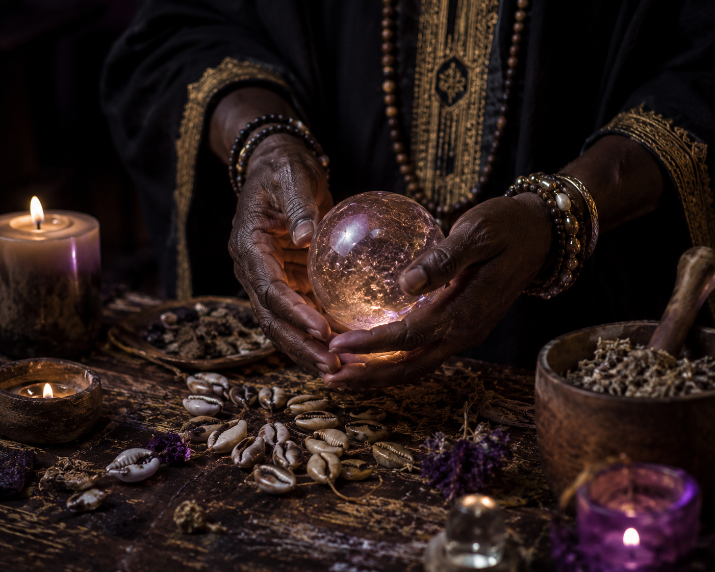 Voyance amoureuse — boule de cristal et lumière mystique